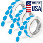 Perco Light Blue Perforated Round Circle Dot Sticker 1-Inch Labels — 3 Rolls, 3,000 Stickers - File Labels, Storage Bins & Informational Tagging, Strong Adhesive - Made in USA by Perco