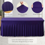 Wish Care 2 Pack Dark Purple Spandex Table Clothes for 6 Foot Rectangle Tables, 6FT Wrinkle Free Fitted Tablecloths Ruffles Design Table Cover for Party, Banquet, Wedding and Events - Image 2