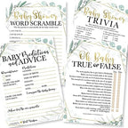Hadley Designs 50 Greenery Baby Prediction And Advice Cards, Trivia Games, etc, 25 Love or Labor, Boobs Or Baby Butts Game - 6 Double Sided Cards Baby Shower Games Funny, Baby Shower Party Supplies - Image 3