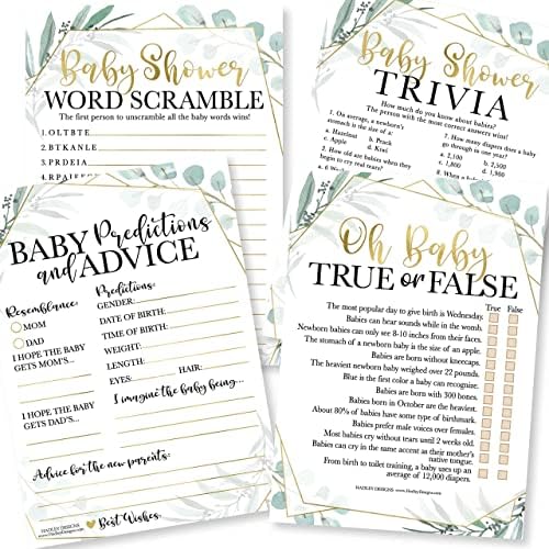 Hadley Designs 50 Greenery Baby Prediction And Advice Cards, Trivia Games, etc, 25 Love or Labor, Boobs Or Baby Butts Game - 6 Double Sided Cards Baby Shower Games Funny, Baby Shower Party Supplies - Image 3