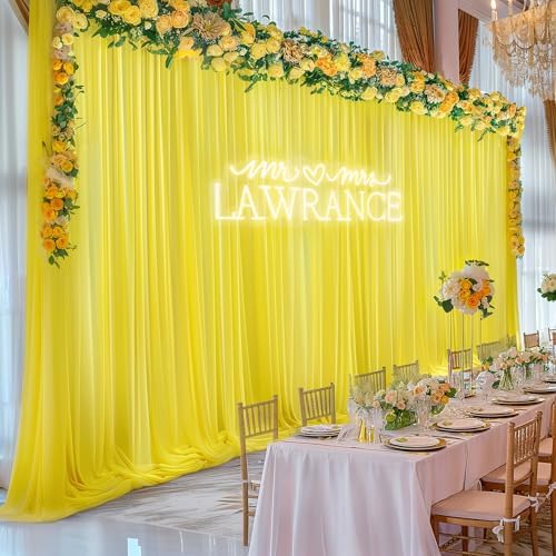 10ft x 10ft Canary Yellow Backdrop Curtain Drapes, Wrinkle-Free Sheer Chiffon Fabric Photo Backgroud Panels for Wedding Arch Party Ceremony Stage Photography Decoration - Image 3