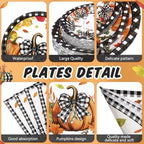 Funnymoom 250 Pcs Pumpkin Fall Paper Plates and Napkins Cups Serves 50 - Image 2
