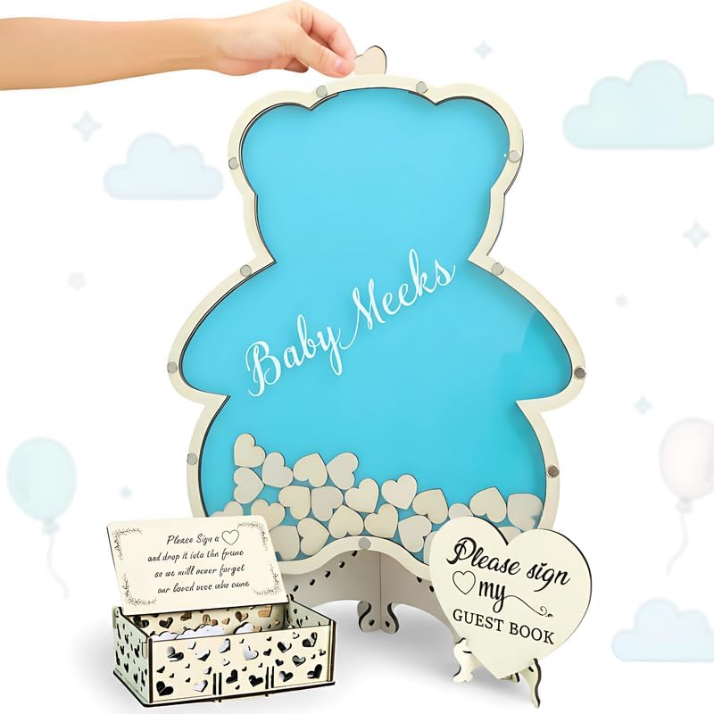 Personalized Baby Shower Guest Book Alternative Wooden Bear Drop Box by GIFTSH0PBYHELEN