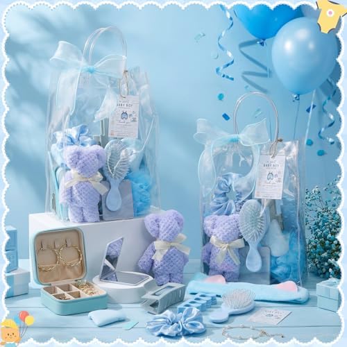 Aliceset 92 Pcs Baby Shower Prizes for Game Party Winners Baby Shower Favors Gifts Includes Hair & Beauty Accessories Jewelry Box with Gift Bag for Gender Revealed Wedding Bridal Party Favors(Blue) - Image 4