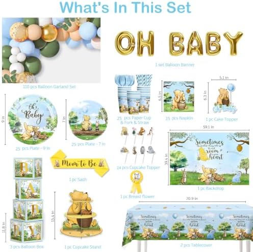Classic Bear Baby Shower Decorations Boy Blue Oh Baby Decorations Kit - Image 2