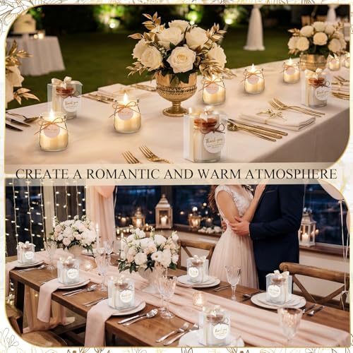MTLEE 20 Sets Wedding Candle for Guest Beige Glass Jars Bridal Shower Favor - Image 5