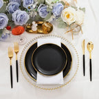 I00000 144Pcs Black Plastic Silverware Set, Gold Utensils with Black Handle - Image 6