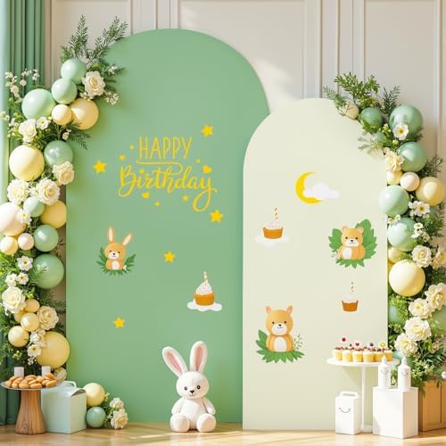 Beige Green Arch Backdrop Cover Set of 2 Party Wedding Sage Green Arch Covers Stretchy Backdrop 7.2FT 6FT Baby Shower Bridal Shower Photo Birthday Arch Stand Cover Spandex by LittleFunny