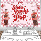 MEHOFOND 8x6ft She's Ready to Pop Baby Shower Banner Backdrop Pink Coquette Shes Ready to Pop Baby Shower Decorations Gender Reveal Cake Smash Photo Booth Props - Image 4