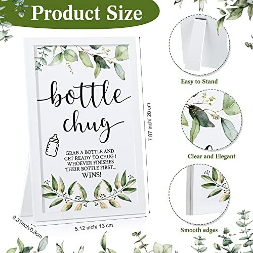 Roowest Bottle Chug Baby Shower Games Favors, Pink, Blue, Eucalyptus - Image 2