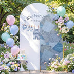 Mindsoft 2 Set Blue Jean Baby Shower Arch Backdrop Cover 7.2ft 6.6ft - Image 6