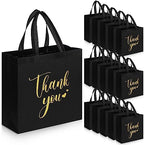 Sweetude 30 Thank You Non Woven Gift Bag, 11 x 12 x 5 Inch, Black by Sweetude