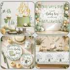 Baby Boy Shower Decorations,267pcs Baby Shower Decorations Green Plates and Napkins Cups Banner Backdrop Tablecloth Cake Topper Balloon for Sweet Baby Boy Baby Shower Decorations - Image 5