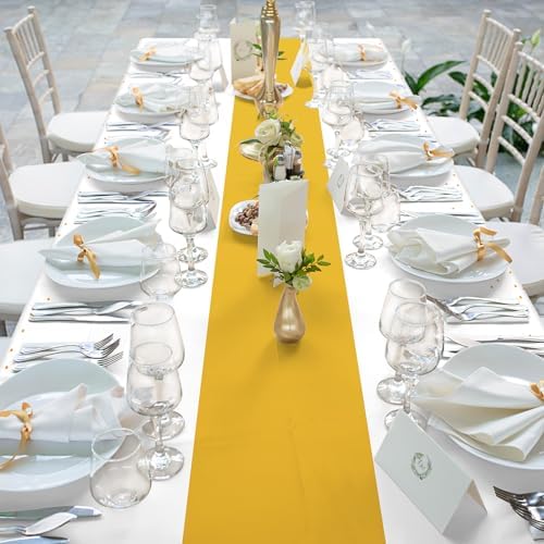 12Pcs White and Gold Tablecloth Party Decorations,Plastic White Table Cloth Printed Gold Table Runner Disposable Rectangle Tables Cover for Birthday Wedding Anniversary Graduation Party,54 x108 Inch - Image 6