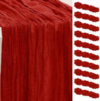 10 Pack Burgundy Cheesecloth Table Runner 35x120 Inch 10Ft Rustic Gauze Cheese Cloth Table Runner Sheer Cheesecloth Table Runners for Wedding Party Bridal Shower Decoration by SuBleer