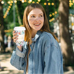 Whaline 50 Pcs Spring Wildflower Disposable Coffee Cups with Lids and Sleeves Watercolor Spring Floral Bloom Paper Drinking Cups for Birthday Wedding Baby Shower Supplies - Image 5