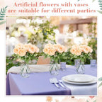 Zeyune 37 Pcs Silk Peonies with Vases Fake Flowers,Champagne,Perfume - Image 6