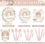Dandat 350 Pcs Baby Shower Set, Boho Style, Pink - Image 4