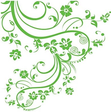 Lime Green Edge Wall Decal Swirl Flower Floral Design. #262A (100" X 29") #262A by Stickerbrand