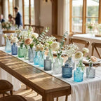 32 PCS Assorted Vintage Bud Vases, Colorful Glass Small Vases Bulk, for Centerpicecs, Wedding Table Decor, Home Decorations & Gifts (Blue Seiris) - Image 4