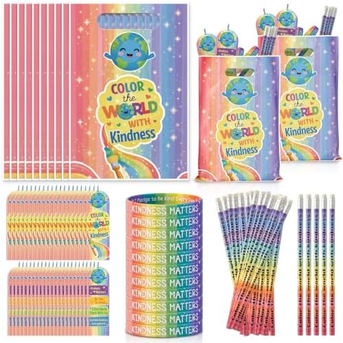 Resurhang 200 Pcs Kindness Week Gifts Favors, Color The World Items Kit by Resurhang