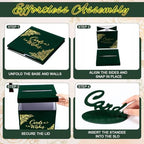 Colarr Velvet Wedding Card Box with Wooden Cards Sign Set, Emerald Green - Image 3