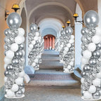 2 Sets Adjustable Balloon Column Stand Kit with Bases（Silver and White） - Image 6
