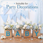 4 Sets Baby Shower Centerpieces for Table, 6 Inch Wood Boxes with Floral Foam Blocks Cube Planter Vase with Baby Letters for Babys Shower Gender Reveal Party Favor Table Decor (Blue) - Image 4