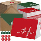 Gueevin 200 Pcs Thank You Cards with Envelopes Stickers, 3.5x5", Red, Green by Gueevin