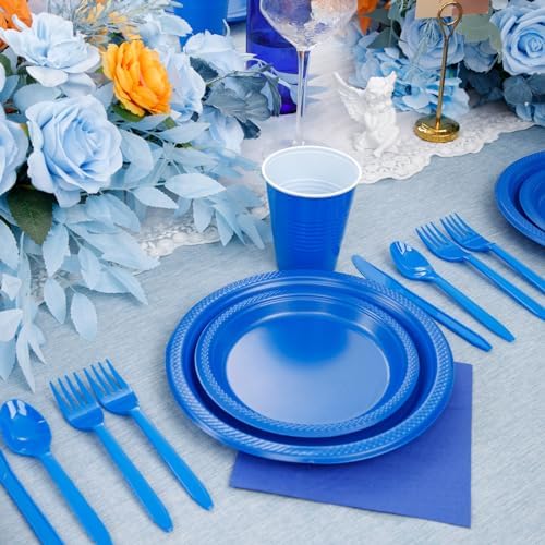 MirthMood 350 Pcs Blue Party Plates, Disposable Dinnerware Set for party - Image 6