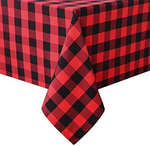Hiasan Checkered Tablecloth Rectangle 70 x 90 Inch, Black and Red by Hiasan