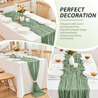 20 Pack Sage Green Cheesecloth Table Runner, 17x108 Inch Semi Sheer Boho Gauze Cheese Cloth Fabric Table Runners for Wedding Party Baby Shower Birthday Garden Farmhouse Table Decor - Image 7