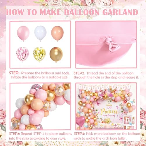 Princess Baby Shower Decorations, A Little Princess Is On Her Way Backdrop, Balloon Garland, Cake Topper, Crown for Girls Baby Shower Gender Reveal Party - Image 4