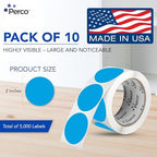 Perco Light Blue Perforated Round Circle Dot Sticker 2-Inch Labels — 10 Rolls, 5,000 Stickers - Product Info Labels, Storage Tags & Clean Organization, Strong Adhesive—Made in USA - Image 2