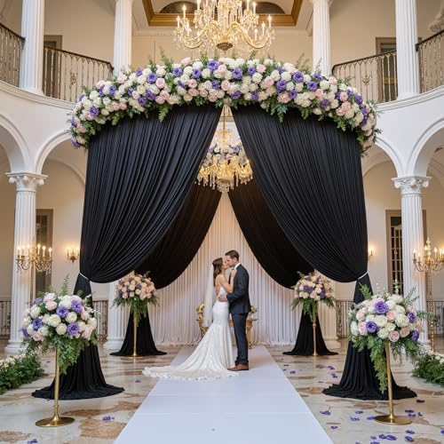 20ft x 15ft Black Backdrop Curtains for Wedding Parties, 4 Panels Wrinkle Free Fabric Drapes Photo Backdrop for Baby Shower Birthday Stage Reception Lobby Decoration - Image 4