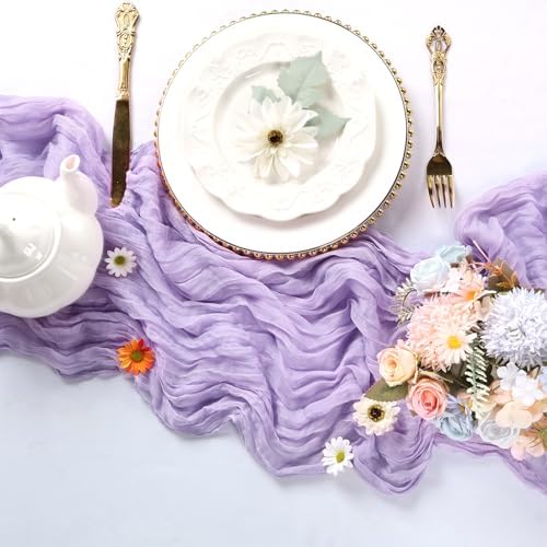 6 Pack Lavender Purple Cheesecloth Table Runner 10Ft 23 x 120 Inch - Image 3