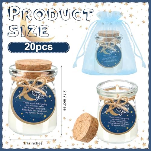 Threlaco 20 Pcs Moon Baby Shower Favor Candle Glass Jar - Image 3