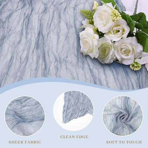 Le courant 12pcs 10Ft Cheesecloth Table Runner, Rustic Boho Gauze Cheese Cloth Runner Table Runner for Weddings Bridal Baby Shower Birthday Holiday Parties Home Decor, Dusty Blue - Image 4
