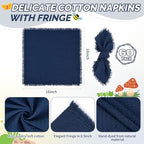 Showgeous 60 Pack Navy Blue Cloth Napkins with Fringe, 16x16 inch - Image 2