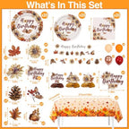 132 Pcs Fall Happy Birthday Party Decoration Set Serves 25 - Image 2
