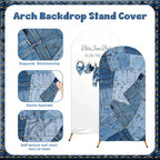 2 Pcs 7.2Ft/ 6 ft Blue Jean Baby Shower Decorations Blue Jean Baby is on The Way Arch Backdrop Cover for Denim Baby Shower Party Gender Reveal Birthday Party Photo - Image 3