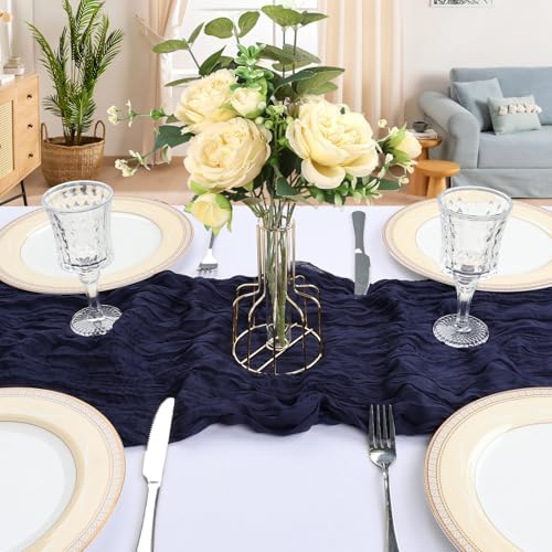 12 Pack 10Ft Navy Blue Cheesecloth Table Runner 23 x 120 Inch - Image 4