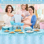 Funnymoom 452 Pcs Light Blue Party Decoration Include Glitter Baby Blue Paper Plates Napkins Cups Tablecloth Cutlery Straws Tableware for Baby Shower Birthday Wedding Graduation Party Supplies - Image 4