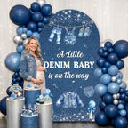 Serencatcher 7.2ft Denim Blue Jean Baby Shower Arch Backdrop Cover - Image 5