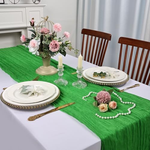 6 Pack Green Cheesecloth Table Runner 10Ft 23 x 120 Inch - Image 5