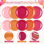 Mimorou 350 Pcs Pink and Orange Plates Cups Napkins Utensils - Image 4