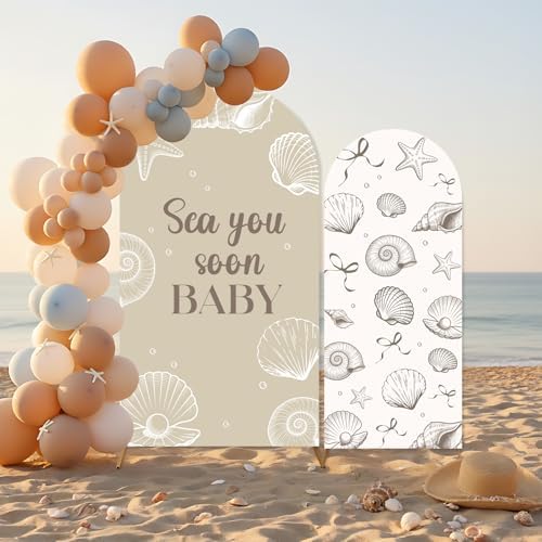 2PCS Sea You Soon Baby Arch Backdrop Cover Under the Sea Backdrop 6ft 7.2ft - Image 3