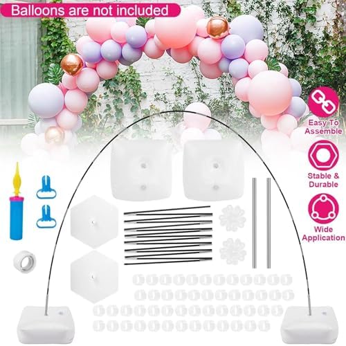 Balloon Arch Stand Kit, Adjustable Frame with 15 Fiber Poles, 50 Clips, Air Pump, for Birthday, Wedding, Baby Shower - Image 2
