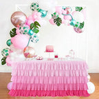 Pink Table Skirt Tutu Table Cloth for Rectangle Table for Baby Shower Birthday Unicorn Party Home Decor Gradient Pink - Image 5