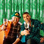 20 Pack Green Streamers Backdrop Jungle Party Decorations Foil Fringe Backdrop Curtains Photo Booth Backdrop for Birthday Dinosaur Animal St Patrick's Day Football Christmas Party Decorations - Image 3